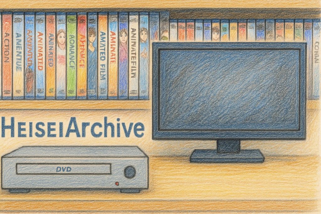 色鉛筆で書いたDVDのイメージイラスト(Heisei Archive)