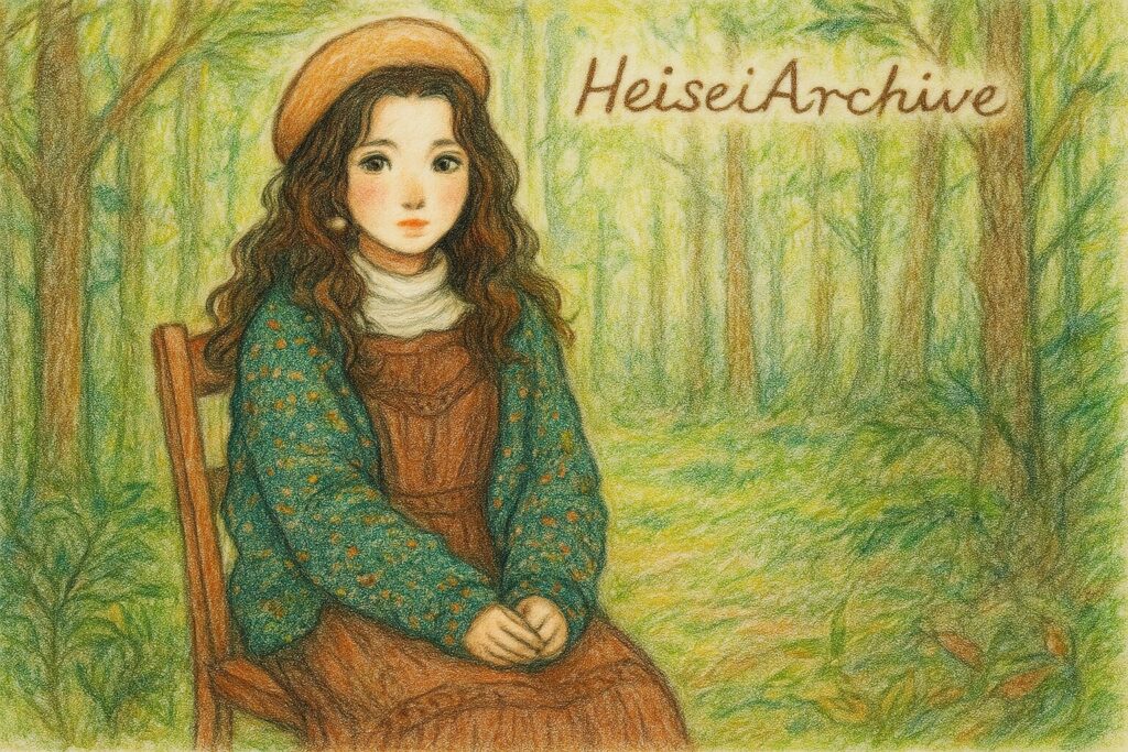 色鉛筆で書いた森ガールのイメージイラスト（Heisei Archive）