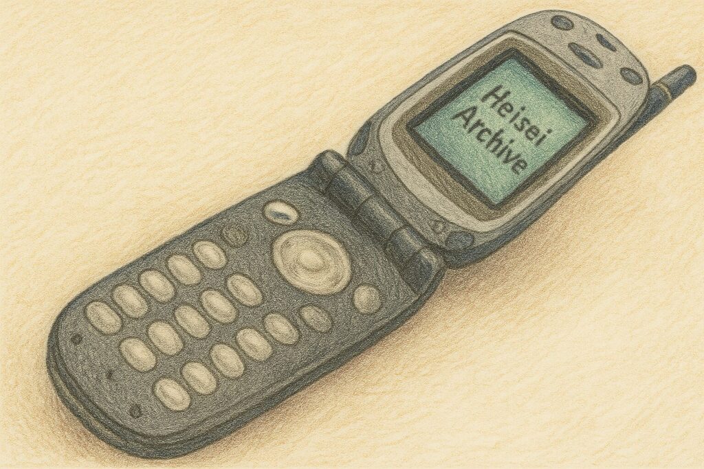 色鉛筆で書いたガラケーのイメージイラスト(Heisei Archive)