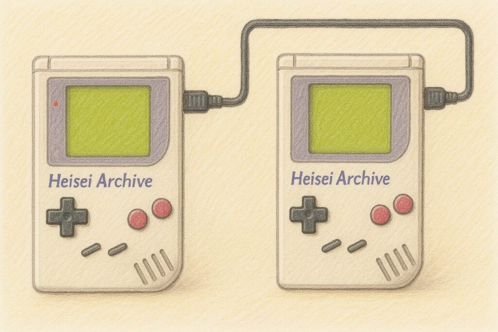 色鉛筆で描いたレトロな携帯ゲーム機のイラスト（Heisei Archive）