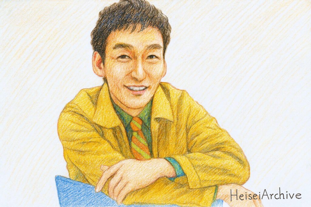 色鉛筆で書いた日本のタレント、司会者、俳優、歌手。のイメージイラスト（Heisei Archive）