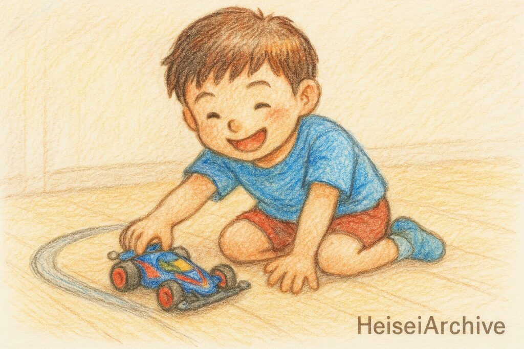 色鉛筆で書いたミニ四駆のイメージイラスト（Heisei Archive）