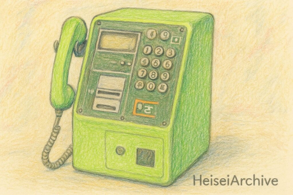 色鉛筆で書いた公衆電話のイメージイラスト（Heisei Archive）