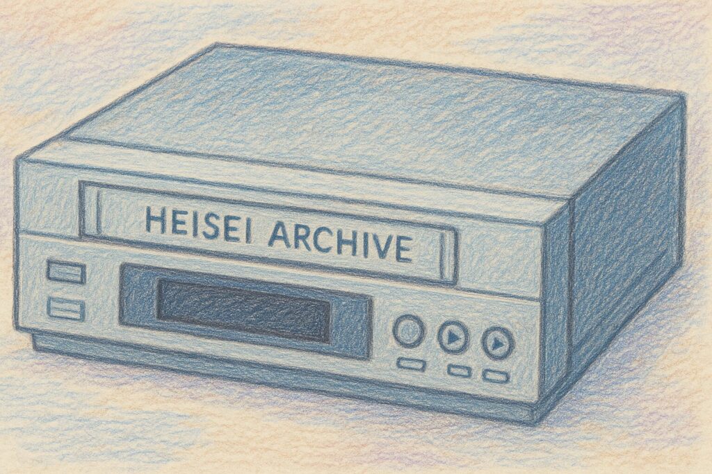 色鉛筆で書いたビデオデッキのイメージイラスト（Heisei Archive）