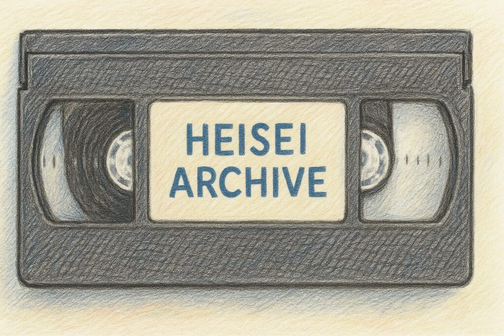 色鉛筆で書いたVHSビデオテープのイメージイラスト（Heisei Archive）