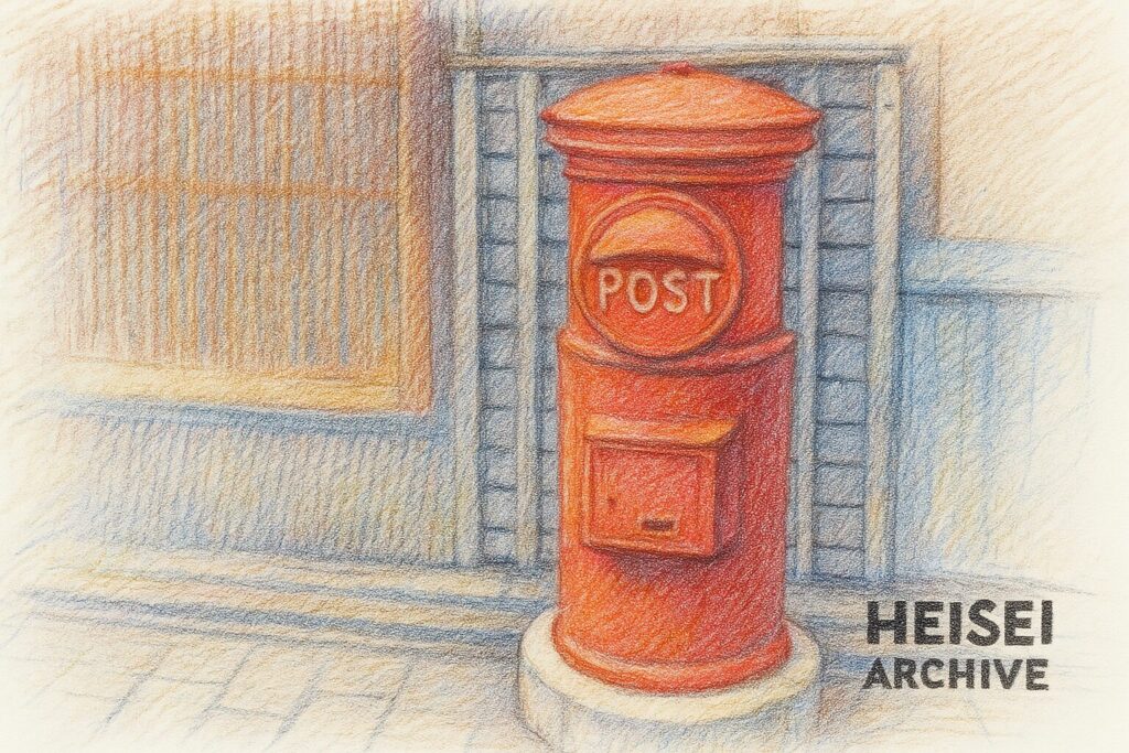 色鉛筆で書いた郵便ポストのイメージイラスト（Heisei Archive）