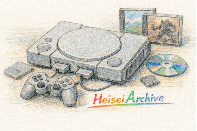 色鉛筆で書いたソニーの家庭用据置型ゲーム機のイメージイラスト