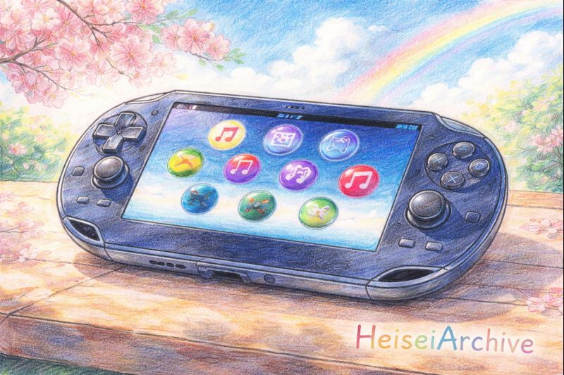 色鉛筆で書いたソニーの携帯ゲーム機のイメージイラスト