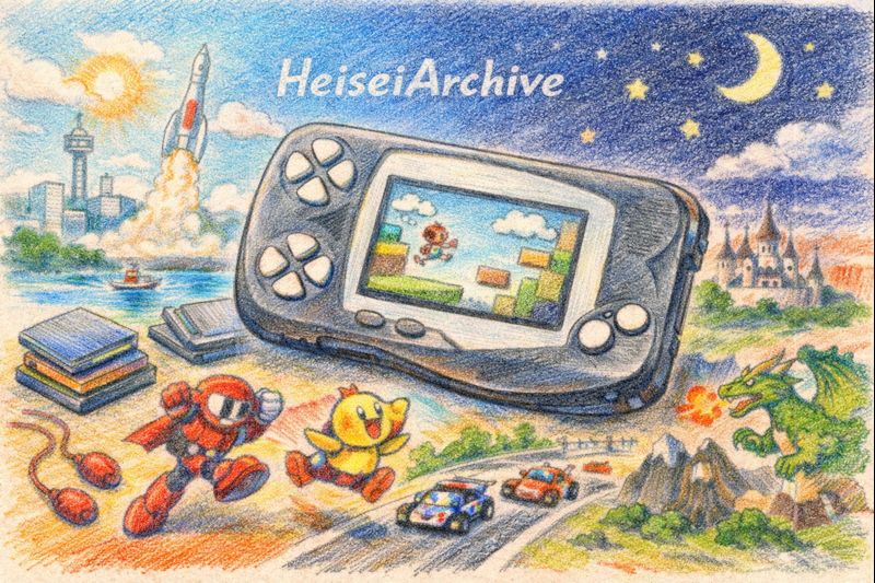 色鉛筆で書いたバンダイの携帯ゲーム機のイメージイラスト