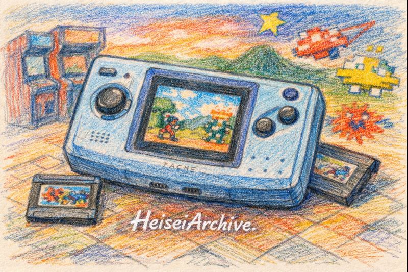 色鉛筆で書いたSNKが発売した携帯型ゲーム機のイメージイラスト