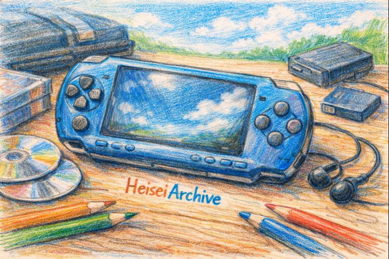 色鉛筆で書いたソニーの携帯ゲーム機のイメージイラスト